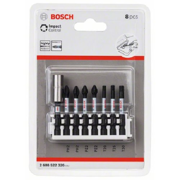 Schrauberbit-Set Impact Control, 8-teilig, PH2/PZ2/T20-T30, 50 mm, Standard-Beschreibung lesen