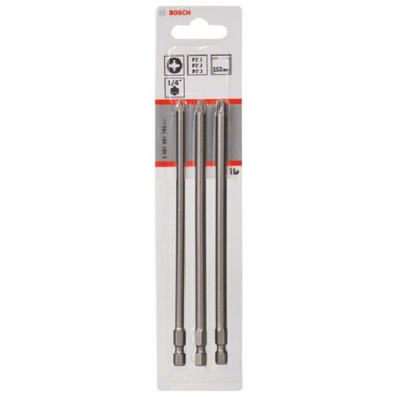 Schrauberbit-Set Extra-Hart, 3-teilig, PZ1, PZ2, PZ3, 152 mm Schrauberbit-Set Extra-Hart, 3-teilig, PZ1, PZ2, PZ3, 152 mm-Beschreibung lesen