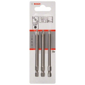Schrauberbit-Set Extra-Hart, 3-teilig, PH2, PZ2, T25, 89 mm-Beschreibung lesen