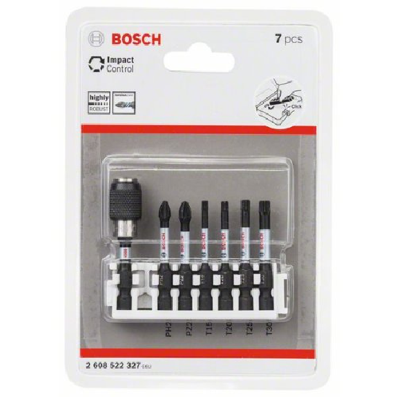 Schrauberbit-Set Impact Control, 7-teilig, PH2/PZ2/T20-T30, 50 mm-Beschreibung lesen