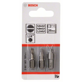 Schrauberbit-Set Extra-Hart (S), 3-teilig, 25 mm, S0,6x4,5, S0,8x5,5, S1,2x8,0-Beschreibung lesen