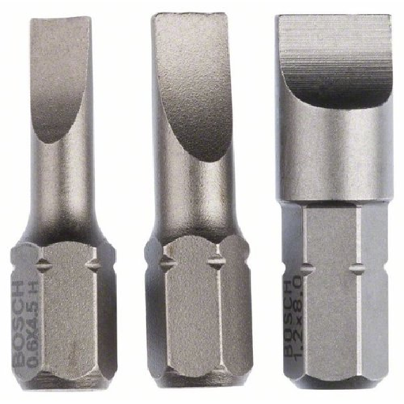 Jeu d'embouts de tournevis extra durs (S), 3 pièces, 25 mm, S0,6x4,5, S0,8x5,5, S1,2x8,0-Leggi tutto