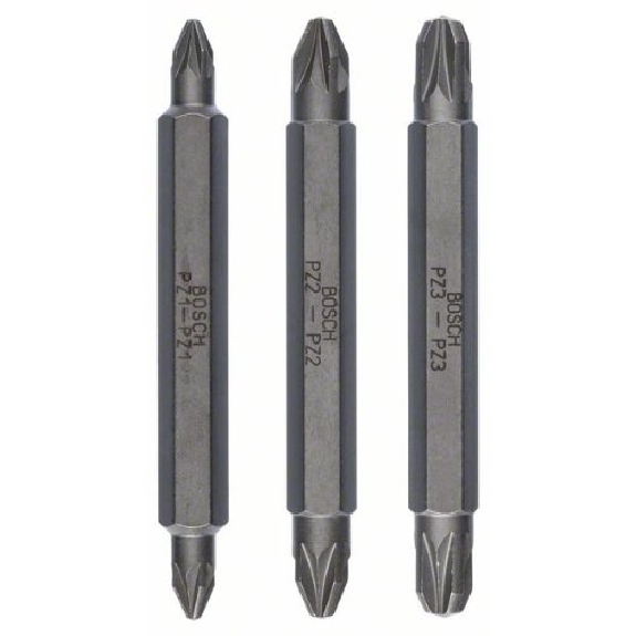 Doppelklingenbit-Set, 3-teilig, PZ1, PZ1, PZ2, PZ2, PZ3, PZ3, 60 mm Doppelklingenbit-Set, 3-teilig, PZ1, PZ1, PZ2, PZ2, PZ3, PZ3, 60 mm-Beschreibung lesen