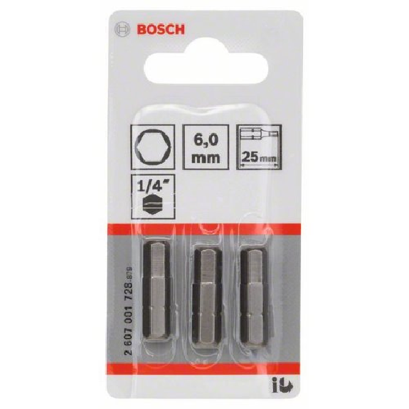 Schrauberbit Extra-Hart, HEX 6, 25 mm, 3er-Pack Schrauberbit Extra-Hart, HEX 6, 25 mm, 3er-Pack-Beschreibung lesen