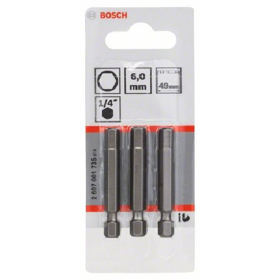 Schrauberbit Extra-Hart, HEX 6, 49 mm, 3er-Pack Schrauberbit Extra-Hart, HEX 6, 49 mm, 3er-Pack-Beschreibung lesen
