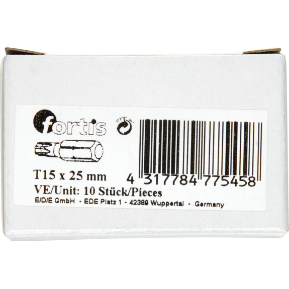 Bit zähhart 1/4" DIN3126 C6,3 T15x25mm 10er Pack Bit zähhart 1/4" DIN3126 C6,3 T15x25mm 10er Pack-Beschreibung lesen