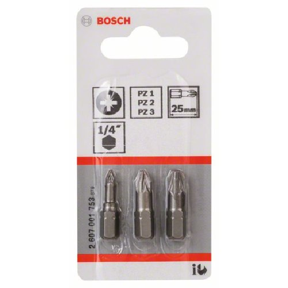 Schrauberbit-Set Extra-Hart (PZ), 3-teilig, PZ1, PZ2, PZ3, 25 mm-Beschreibung lesen