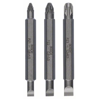 Doppelklingenbit-Set, 3-teilig, S0,6x4,5, PZ1, S0,8x5,5, PZ2, S1,2x6,5, PZ3,60mm-Beschreibung lesen