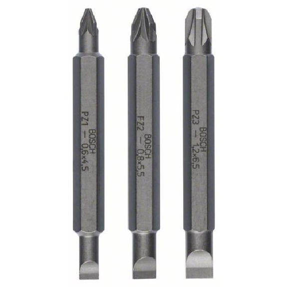 Doppelklingenbit-Set, 3-teilig, S0,6x4,5, PZ1, S0,8x5,5, PZ2, S1,2x6,5, PZ3,60mm Doppelklingenbit-Set, 3-teilig, S0,6x4,5, PZ1, S0,8x5,5, PZ2, S1,2x6,5, PZ3,60mm-Beschreibung lesen