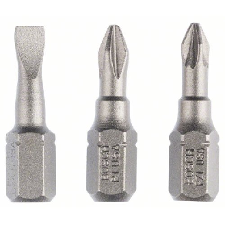 Schrauberbit-Set Extra-Hart (gemischt), 3-teilig, S 0,6x4,5, PH1, PZ1, 25 mm-Beschreibung lesen