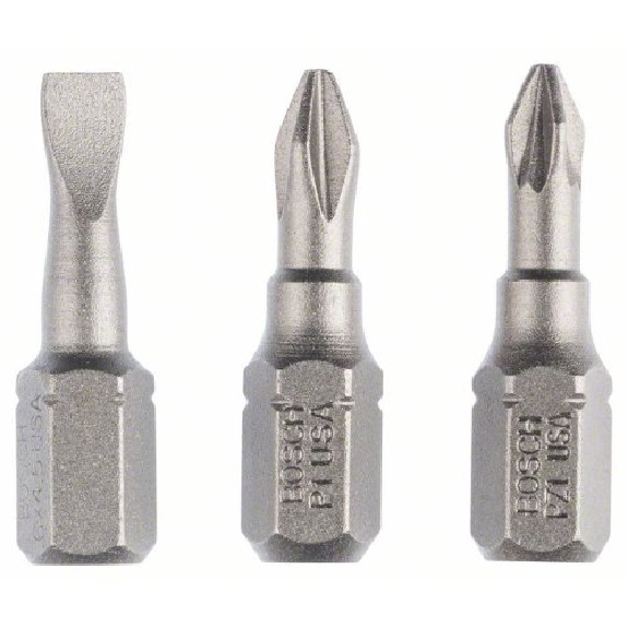 Schrauberbit-Set Extra-Hart (gemischt), 3-teilig, S 0,6x4,5, PH1, PZ1, 25 mm Schrauberbit-Set Extra-Hart (gemischt), 3-teilig, S 0,6x4,5, PH1, PZ1, 25 mm-Beschreibung lesen