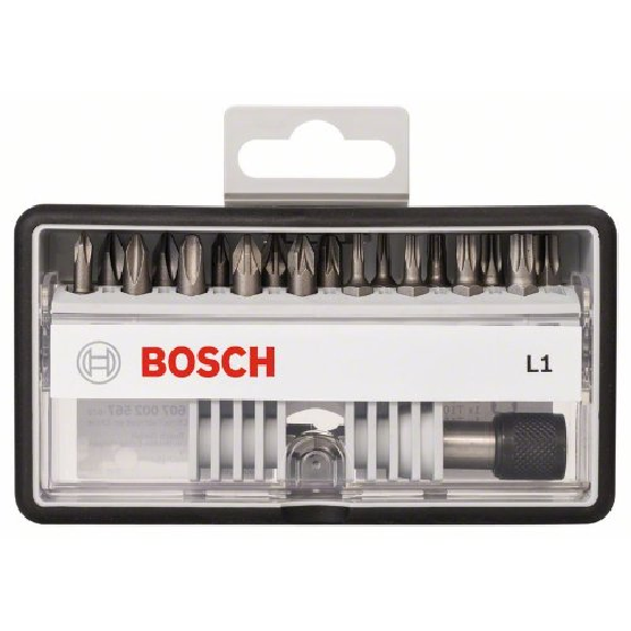Schrauberbit-Set Robust Line L Extra-Hart, 18+1-teilig, 25mm, PH, PZ, Torx Schrauberbit-Set Robust Line L Extra-Hart, 18+1-teilig, 25mm, PH, PZ, Torx-Beschreibung lesen