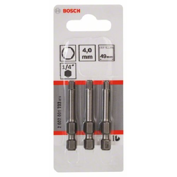 Schrauberbit Extra-Hart, HEX 4, 49 mm, 3er-Pack Schrauberbit Extra-Hart, HEX 4, 49 mm, 3er-Pack-Beschreibung lesen