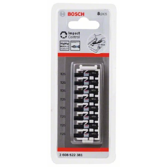 Impact Control Schrauberbitpack, 8-teilig, mit T25, 25 mm Impact Control Schrauberbitpack, 8-teilig, mit T25, 25 mm-Beschreibung lesen