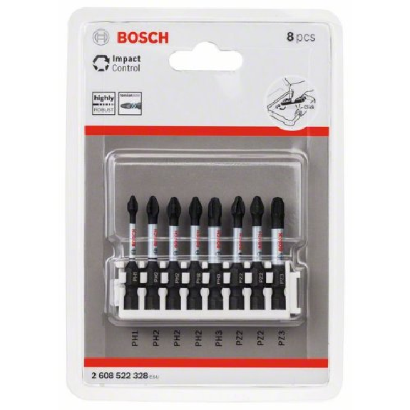 Schrauberbit-Set Impact Control, 8-teilig, PH1-PH3/PZ2-PZ3, 50 mm Schrauberbit-Set Impact Control, 8-teilig, PH1-PH3/PZ2-PZ3, 50 mm-Beschreibung lesen