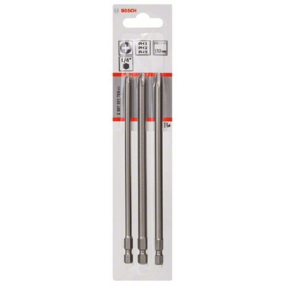 Schrauberbit-Set Extra-Hart, 3-teilig, PH1, PH2, PH3, 152 mm-Beschreibung lesen
