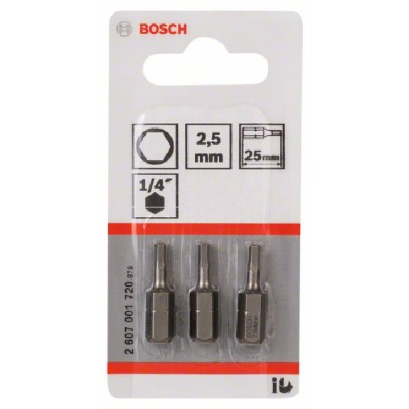 Schrauberbit Extra-Hart, HEX 2,5, 25 mm, 3er-Pack Schrauberbit Extra-Hart, HEX 2,5, 25 mm, 3er-Pack-Beschreibung lesen