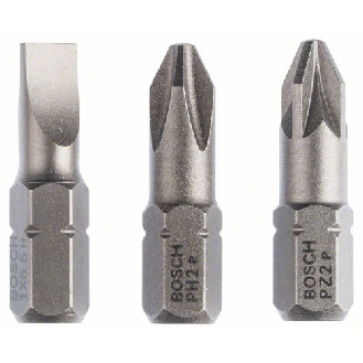 Schrauberbit-Set Extra-Hart (gemischt), 3-teilig, S 1,0x5,5, PH2, PZ2, 25 mm-Beschreibung lesen