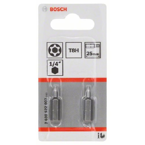 Security-Torx-Schrauberbit Extra-Hart, T8H, 25 mm, 2er-Pack-Beschreibung lesen