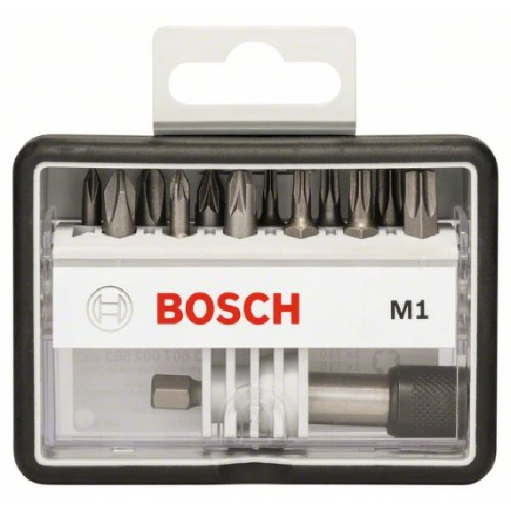 Schrauberbit-Set Robust Line M Extra-Hart, 12 + 1-teilig, 25 mm, PH, PZ, Torx Schrauberbit-Set Robust Line M Extra-Hart, 12 + 1-teilig, 25 mm, PH, PZ, Torx-Beschreibung lesen