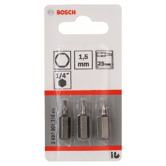 Schrauberbit Extra-Hart, HEX 1,5, 25 mm, 3er-Pack-Beschreibung lesen