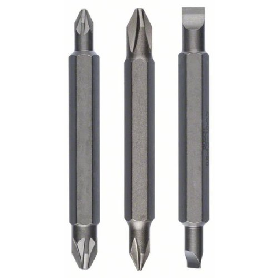 Doppelklingenbit-Set, 3-teilig, PH1, PZ1, S 0,6x4,5, PH2, PZ2, S1,0x5,5, 60 mm-Beschreibung lesen