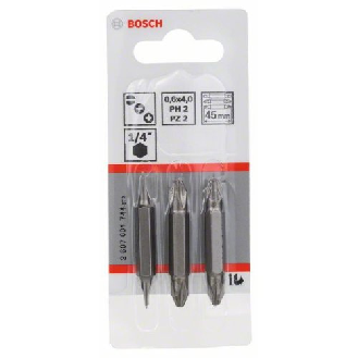 Doppelklingenbit-Set, 3-teilig, S0,6x4,0, S0,6x4,0, PH2, PH2, PZ2, PZ2, 45 mm-Beschreibung lesen