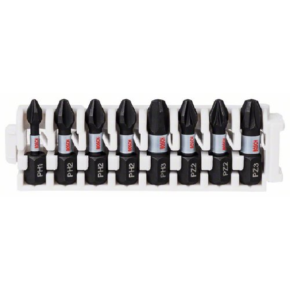 Jeu d'embouts de tournevis Impact Control, 8 pièces, PH1-PH3/PZ2-PZ3, 25 mm-Leggi tutto