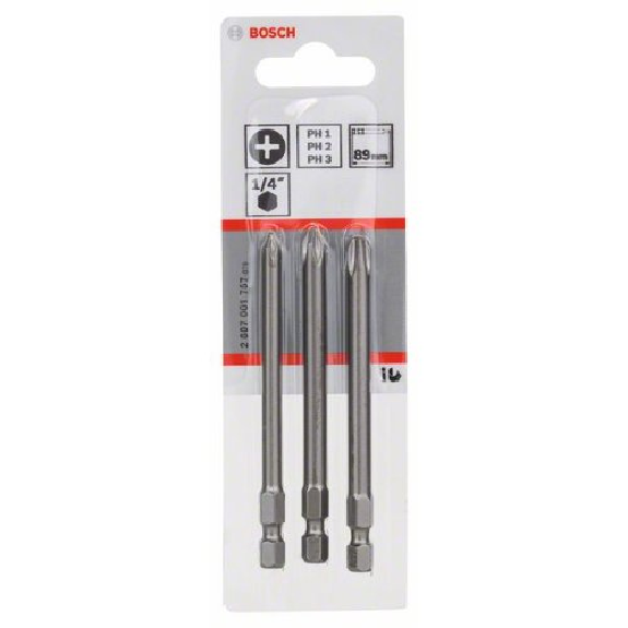 Schrauberbit-Set Extra-Hart, 3-teilig, PH1, PH2, PH3, 89 mm Schrauberbit-Set Extra-Hart, 3-teilig, PH1, PH2, PH3, 89 mm-Beschreibung lesen
