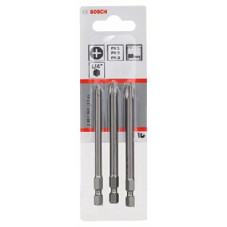 Schrauberbit-Set Extra-Hart, 3-teilig, PH1, PH2, PH3, 89 mm-Beschreibung lesen