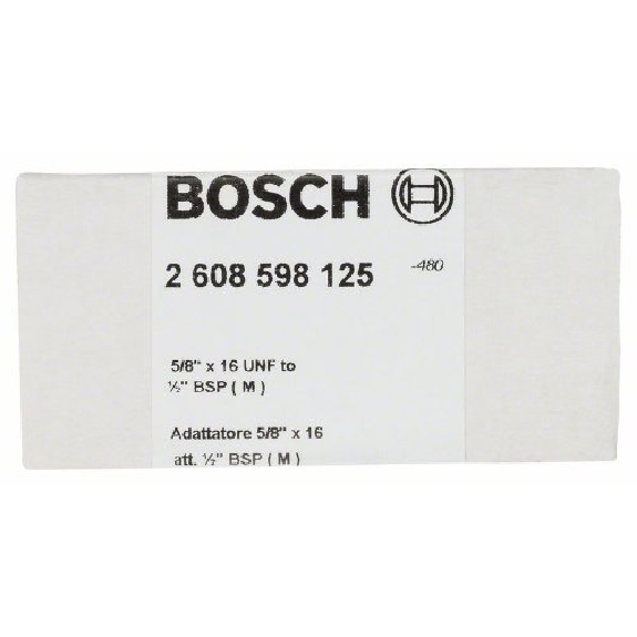 Adapter für Diamantbohrkronen, Maschinenseite 5/8" x 16UNF, Kronenseite 1/2" BSP Adapter für Diamantbohrkronen, Maschinenseite 5/8" x 16UNF, Kronenseite 1/2" BSP-Beschreibung lesen