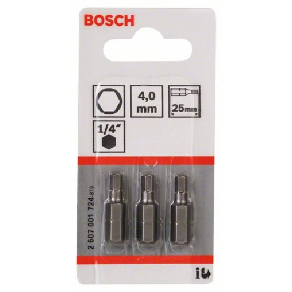Schrauberbit Extra-Hart, HEX 4, 25 mm, 3er-Pack Schrauberbit Extra-Hart, HEX 4, 25 mm, 3er-Pack-Beschreibung lesen