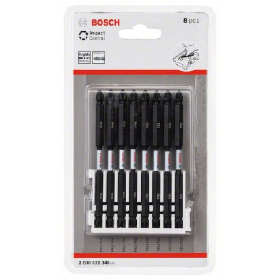 Doppelklingen Schrauberbit-Set Impact Control, 8-teilig, 4 x PH2, 4 x PZ2,110 mm-Beschreibung lesen