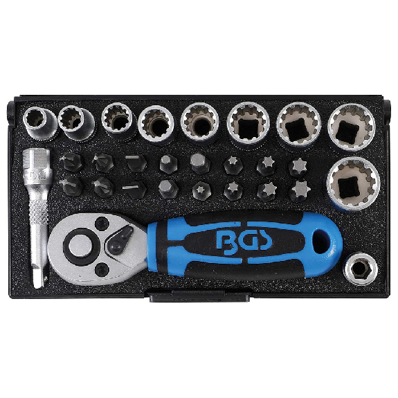 Ensemble de clés de socket BGS, 1/4 ", 28 parties-Lire la description