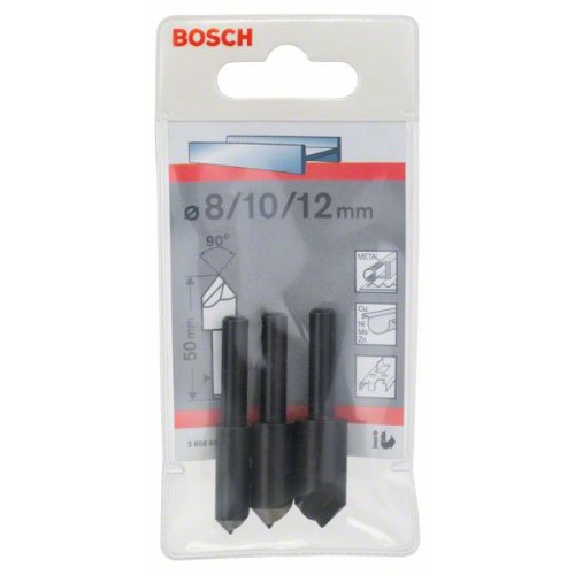 Kegelsenker-Set, 3-teilig, 50 mm / 6 - 8 mm / 8, 10, 12 mm Kegelsenker-Set, 3-teilig, 50 mm / 6 - 8 mm / 8, 10, 12 mm-Beschreibung lesen