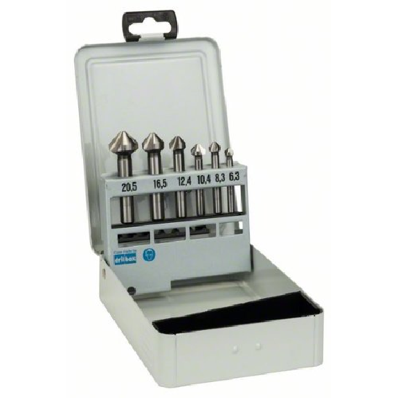 Kegelsenker-Set, 6-teilig, 45, 63 mm / 5-10 mm / 6,3 - 20,5 mm Kegelsenker-Set, 6-teilig, 45, 63 mm / 5-10 mm / 6,3 - 20,5 mm-Beschreibung lesen