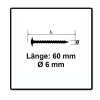 Vis à is charpente tête disque TX  - Diamètre D (mm): 6 | Longueur L (mm): 60 | Nombre de pièce: 200 | Type d'emut: T30 | Longueur LF (mm): 56 | Diamètre DK (mm): 18