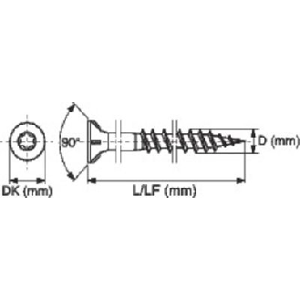 Vis  à is inox Filetage partiel TX inox A2 - Vendu par: 100 | Emut: T25 | D (mm): 5 | DK (mm): 10 | L/LF (mm): 80/61-Lire la description