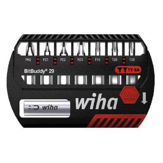 Wiha Bit Set BitBuddy TY-Bit 29 mm Phillips, Pozidriv, TORX 8-tlg. 1/4" C6,3-Beschreibung lesen