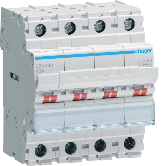SBN440 - HAGER - Ausschalter 40A 4 Schließer 400V AC 4PLE-Beschreibung lesen