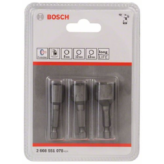 Steckschlüssel-Pack, 3-teilig, 50 mm, 8, 10, 13 mm-Beschreibung lesen