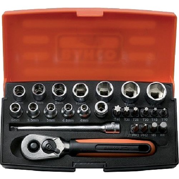 Steckschlüssel-Grt. 1/4\"Hebelkn. 25tlg. 6kt.-Beschreibung lesen
