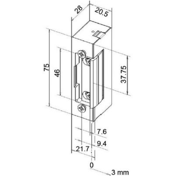 Gâche électrique modèle 7  - Désignation: Rupture de courant | Type: Type 37 | Alim.: 24 V DC-Lire la description