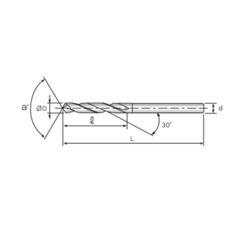 VHM Bohrspitze mit geradem Schenkel 2GSS056400075 mit Nicht beschichtet Beschichtung 5,6mm Durchmesser-Beschreibung lesen