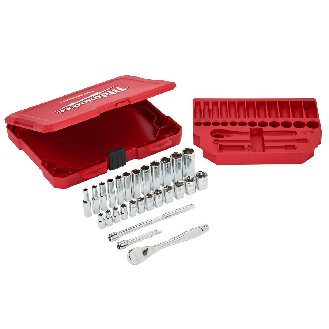 Juegos de vasos y carracas - 1/4 Drive 28 pc Ratchet + Socket Set Metric-Leer más