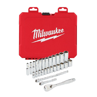 Juegos de vasos y carracas - 1/4 Drive 28 pc Ratchet + Socket Set Metric-Leer más