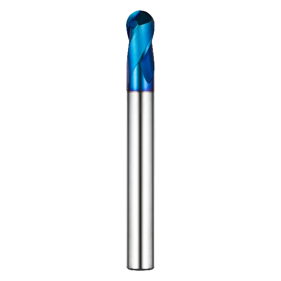 Fraise à billes en carbure monobloc pour coupes lourdes 2ECB020050S04 avec revêtement BLEU diamètre 2mm-Lire la description