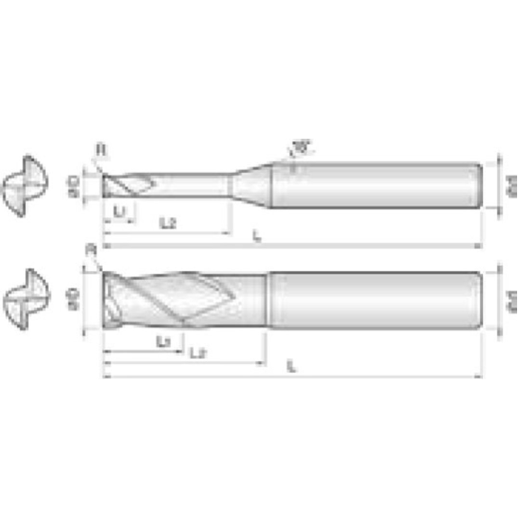 VHM Eckradiusfräser G-TAC beschichtet 2LCR010001100 mit G-TAC Beschichtung 1mm Durchmesser-Beschreibung lesen