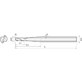 VHM Vollradiusfräser High Speed 2TBE002050020 mit TISIN Beschichtung 0,2mm Durchmesser-Beschreibung lesen