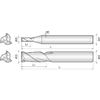 Schaftfräser für ABS mit 3 Schneiden 3NEM007018S04 0,7mm Durchmesser 40mm Länge-Beschreibung lesen
